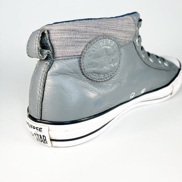 Converse Chuck Taylor Street Mid Leather Sneakers Shoes Grey Men 11 - Picture 9 of 15
